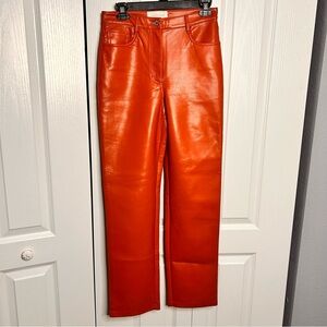 Wilfred The Melina High Waisted Vegan Leather‎ Straight Pant Size 4 Burnt Orange
